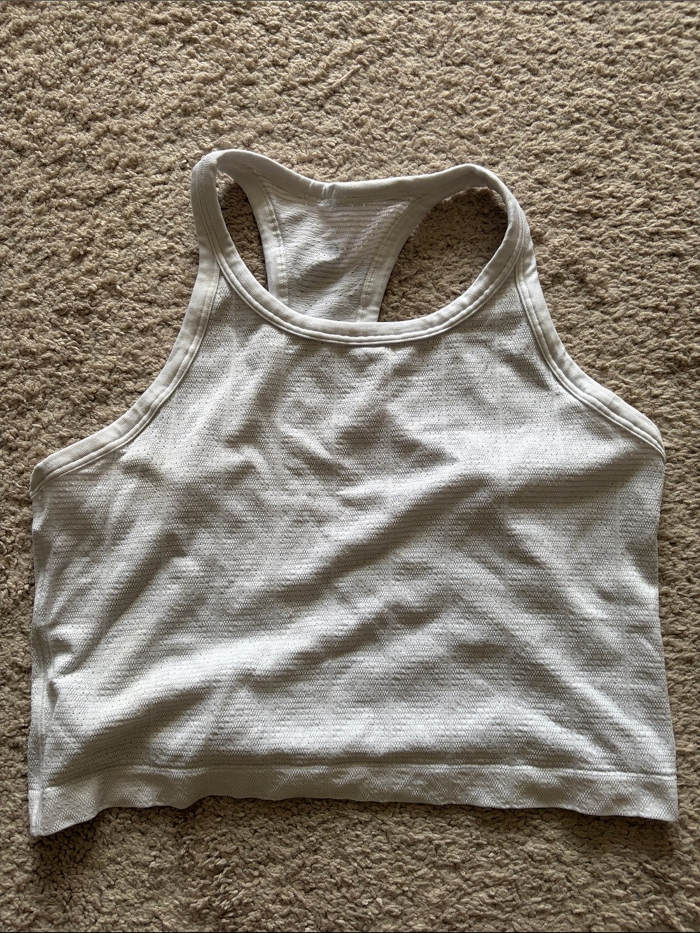 lululemon athletica White Ribbed Racerback Crop Tank